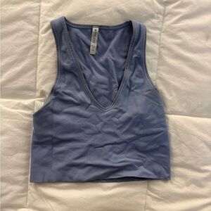 Athleta Aura Seamless Ribbed Blue/Purple V-Neck Crop Tank